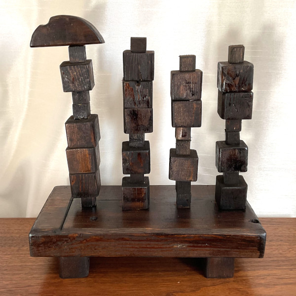 Data Sculpture (Nude Reclined), 2024, Mixed Media Wood, 12 by 6 by 12 Inches