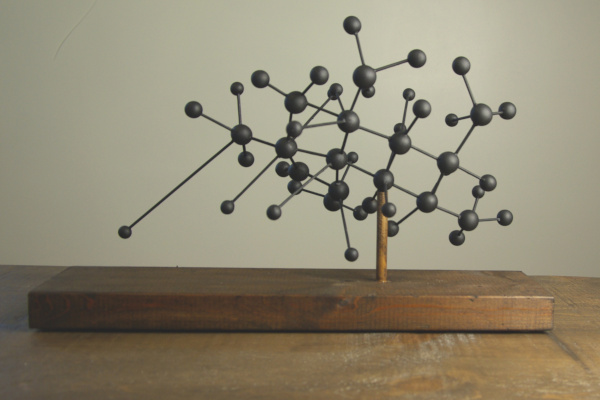 Who Made Who (Data Sculpture 3), front view, 2025, Painted Wood, 22 by 12 by 14 Inches