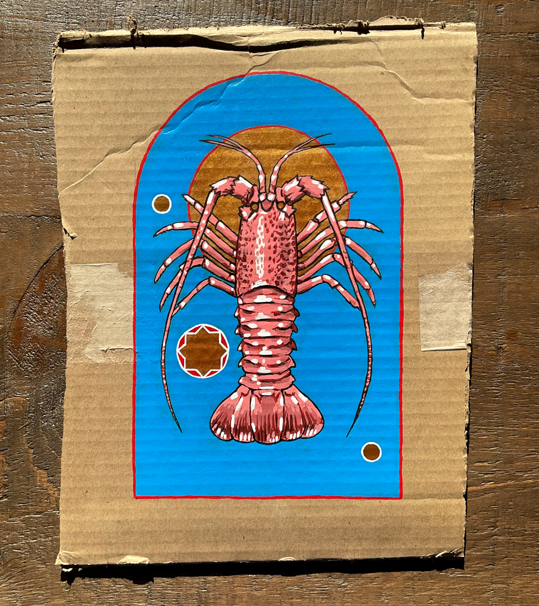Cyber Punk Rock Lobster, 2026, Acrylic on Cardboard