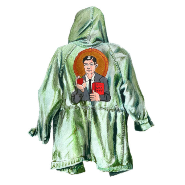 Saint Turing (Fortunate Sons 4), 2024, Mixed Media on Paper, 18 by 12 Inches