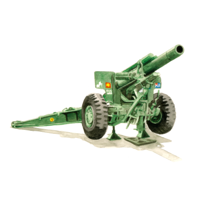 Artillery (Monument Series 2), 2023, Watercolour on Paper, 8 by 8 Inches