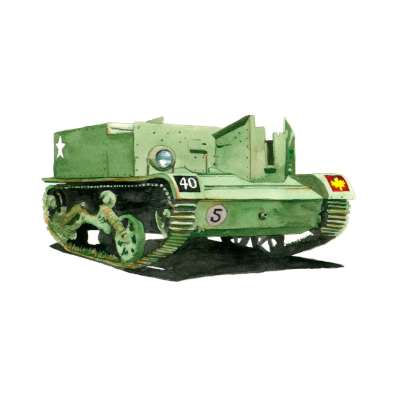 Universal Carrier (Monument Series 1), 2023, Watercolour on Paper, 8 by 8 Inches