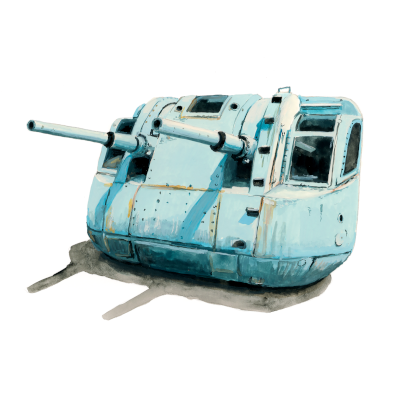 Turret (Monument Series 4), 2023, Watercolour on Paper, 8 by 8 Inches